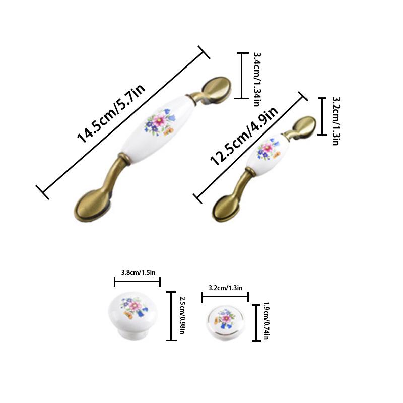 1 шт. ручка для шкафа в европейском стиле, керамическая ручка, винтажный синий цветок, одно отверстие, ручки для шкафа, ручки для ящиков шкафа