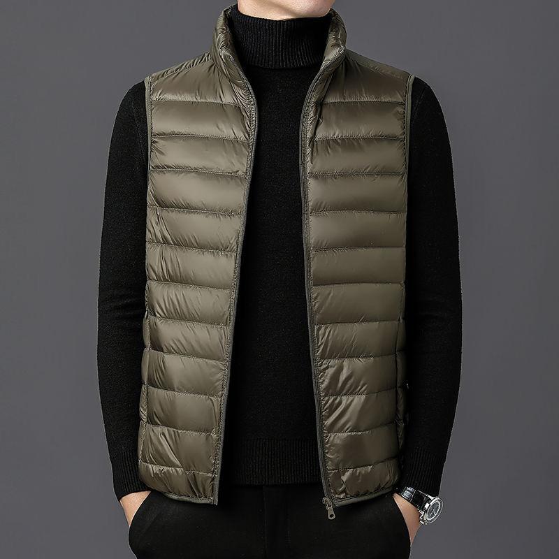 Весенний мужской жилет на утином пуху, ультралегкие куртки, мужская мода, верхняя одежда без рукавов, пальто, осенне-зимнее пальто