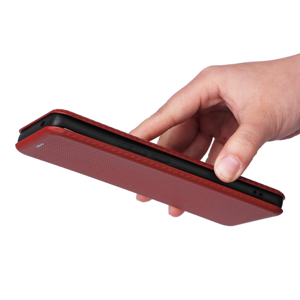 For vivo X80 Pro 5G Carbon Fiber Texture PU Leather Stand Case Magnetic Auto-absorbed Folio Flip Phone Cover with Card Holder