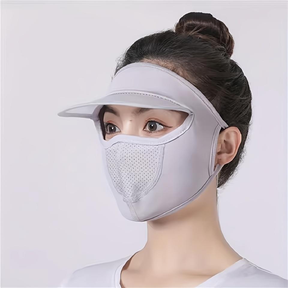 Summer Sun Protection Face Covering with Visor - Breathable Polyester Face Scarf, Elastic Fit, Sun-Proof, Washable Full Face Mask for Going OutC