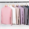 Водолазка с длинным рукавом Футболки женские Топ Осень Зима Однотонные Свободные Модальные Футболки Топ