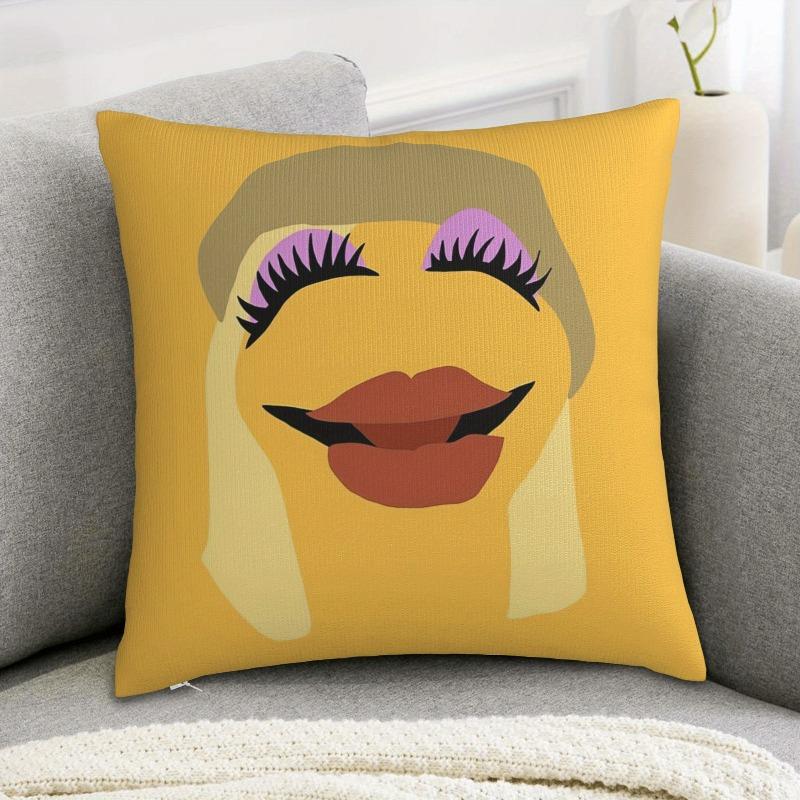 pc Muppet Style Cartoon Face Pillow Cover Yellow Character Design Cushion Case for Sofa Bedroom Home Decor Gift