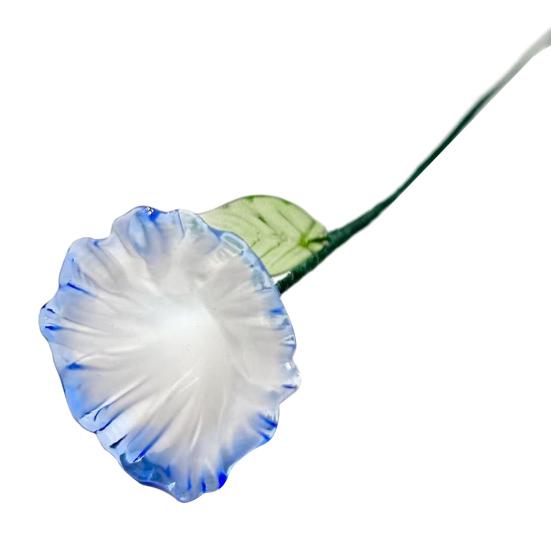 Hand-Blown Glass Flower Decoration with Wire Stem Handmade Colored Glaze Floral Figurine Home Living Room Office Table Flower Vase Ornament