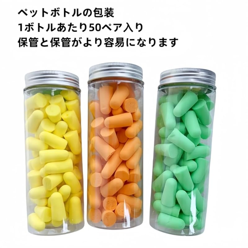 50 Pairs of Soft Foam Earplugs Noise Countermeasures Ear Plugs No Code Sleep/Sleep/Plane Preparation (yellow, Free Size)