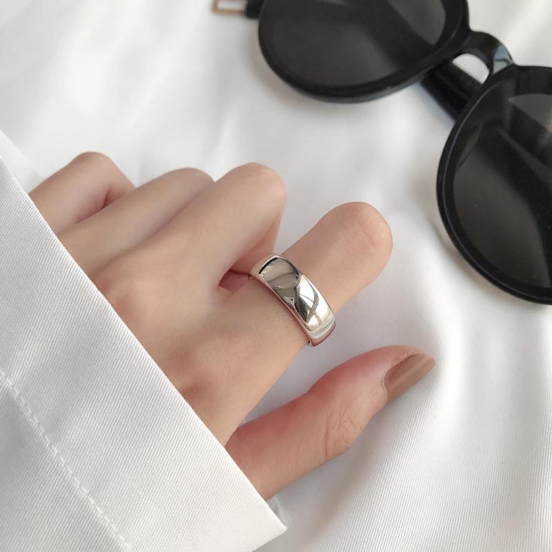 Stylish Adjustable Open Ring Pure Silver Fashionable Thick Band Unique Design