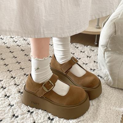 Легкие и дышащие коричневые ретро туфли на платформе из маленькой кожи женские 2025 новая весна и осень юбка французские туфли Мэри Джейн