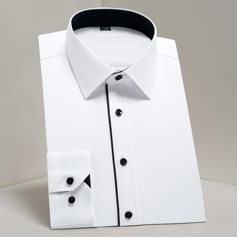 Мужские классические рубашки с контрастной строчкой спереди, полуофициальные рубашки с длинным рукавом, классического кроя, для офиса и бизнеса