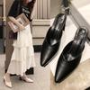 British Style Thick Heel Bag Head Slippers Women's Outer Wear 2025 Spring and Summer New Pointed Toe Versatile Fitting Room High Heels Sandals