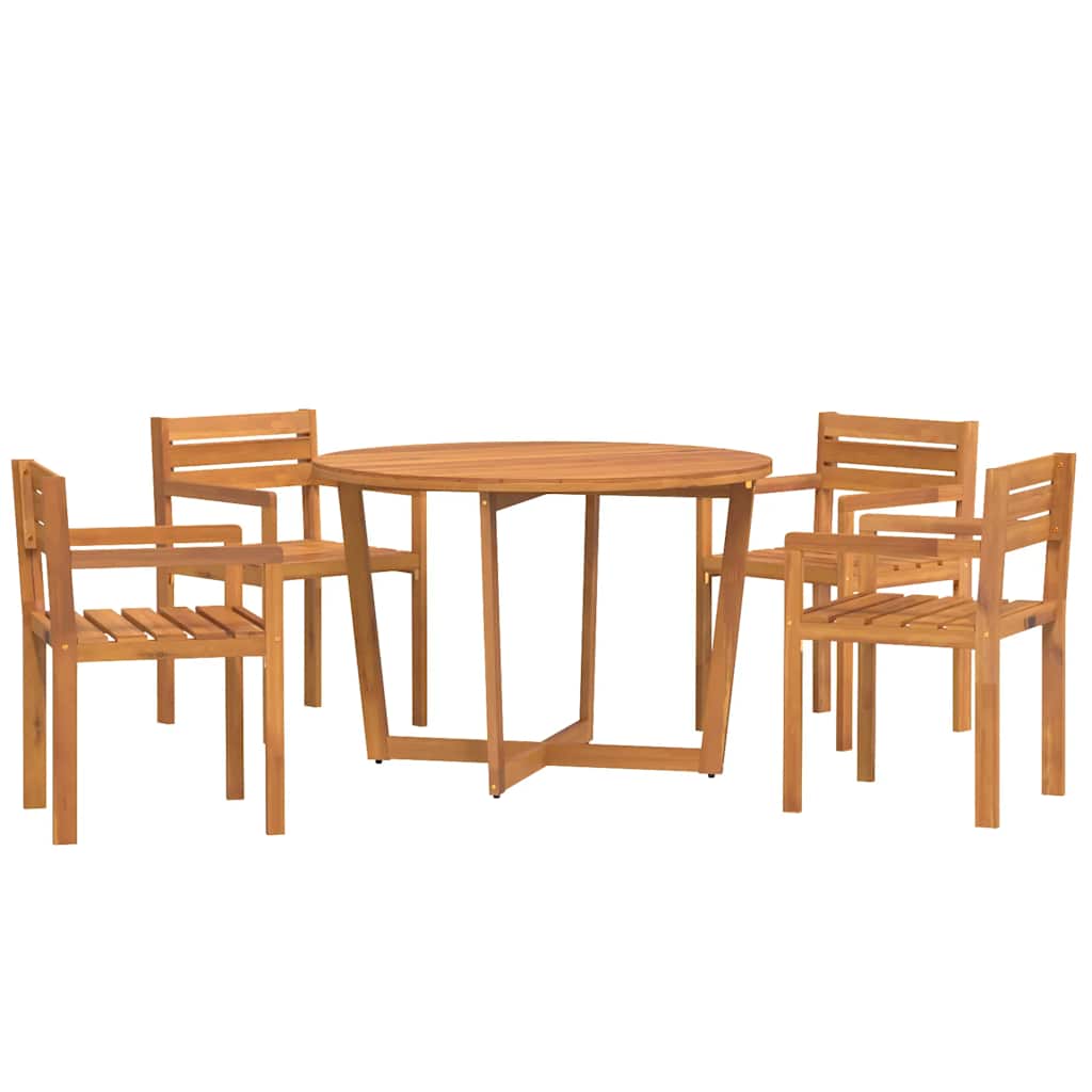 5 Piece Outdoor Dining Set Made of Solid Acacia Wood