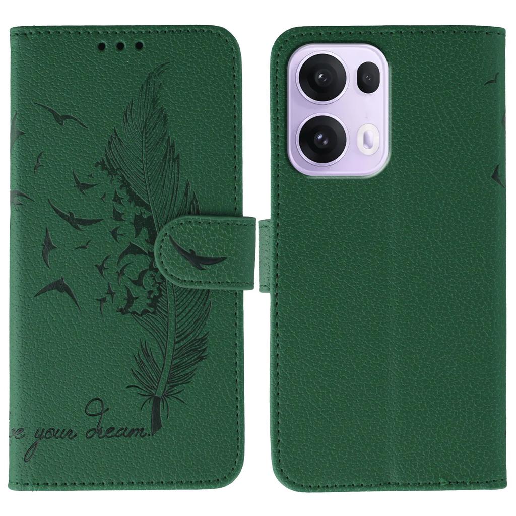 For Oppo Reno13 Pro 5G Case Feather Imprint PU Leather Wallet Phone Cover