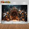 Mocsicka Рождественский Фон для Двери для Фотосъемки Звездное Небо Дом Дерево Подарок Фон для Детского Праздника Декорация для Фотосъемки Фотозона