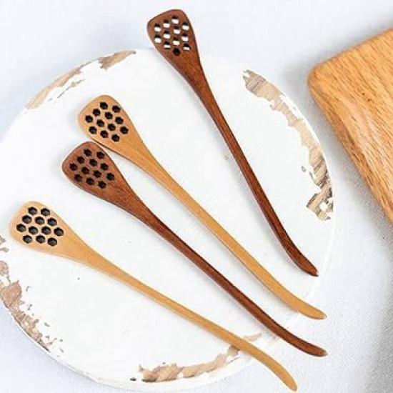 Brown Honey Dippers, Handmade Spoon Stirrer, Long Handle Honey Dipper Mixing Stick, Wooden Honey Dipper, Handmade Honey Drizzler for Kitchen and