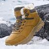 Men's Snow Boots with Fleece Lining Thickened Warmth Outdoor Anti-Cold Non-Slip High-Top Hiking Boots In Large Size