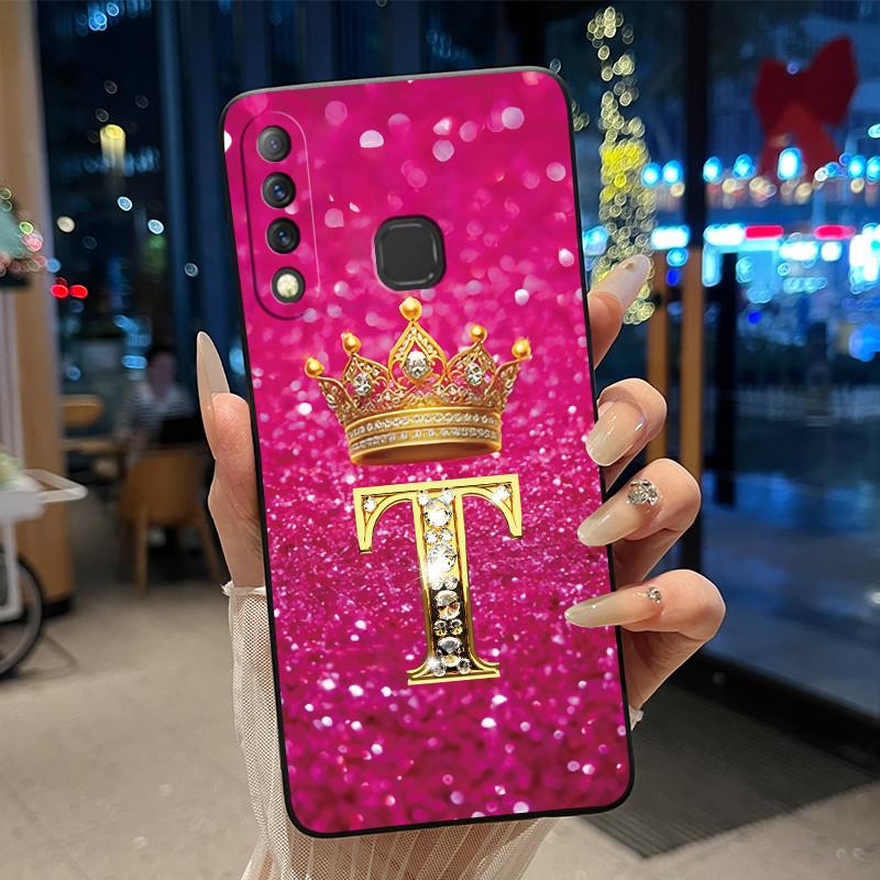 Красивый чехол-корона с буквами от А до Я для Infinix S4 Smart3 Plus X626 X267, черный, из мягкого силикона, противоударный