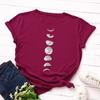 Summer Women's Loose Cotton Printed Lunar Eclipse Picture Round Neck Short Sleeved T-Shirts Women’s