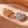 Htpwe Copper Metal Inlaid Zirconium Multi-layer Star Ring Opening Ring Women's Plated 18k Gold Couple Holiday Gift Ring Zircon