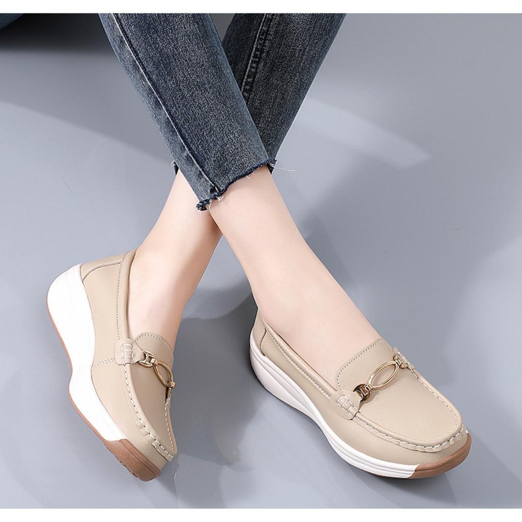 Женская удобная, легкая, дышащая искусственная кожа Face Four Seasons Universal Non Slip Casual Shoes - One Step Step Le Fu Shoes