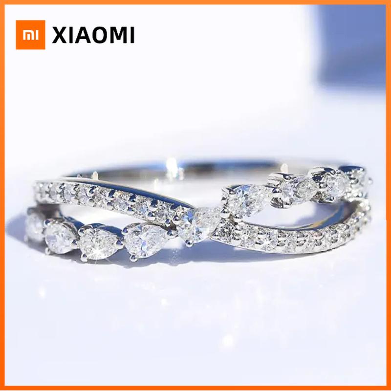 Xiaomi Huitan Изящные серебристые кольца-кресты с грушевидным цирконом Изысканные женские аксессуары для свадебной вечеринки Модные универсальные украшения