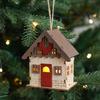 Wood Christmas Cabin with Light Elegant Christmas Village Wood Houses with Soft Lighting Indoor Decors Gift