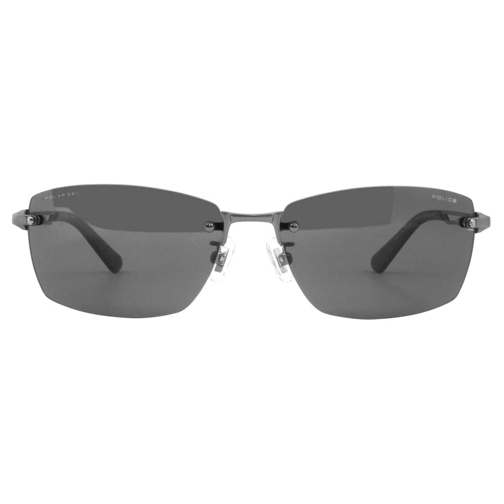 Police Солнцезащитные очки SPLG39J 627P 60 2023 Модель WIND Двухточечные безрамочные квадратные титановые поляризованные линзы оправа матовые линзы серого цвета для мужчин