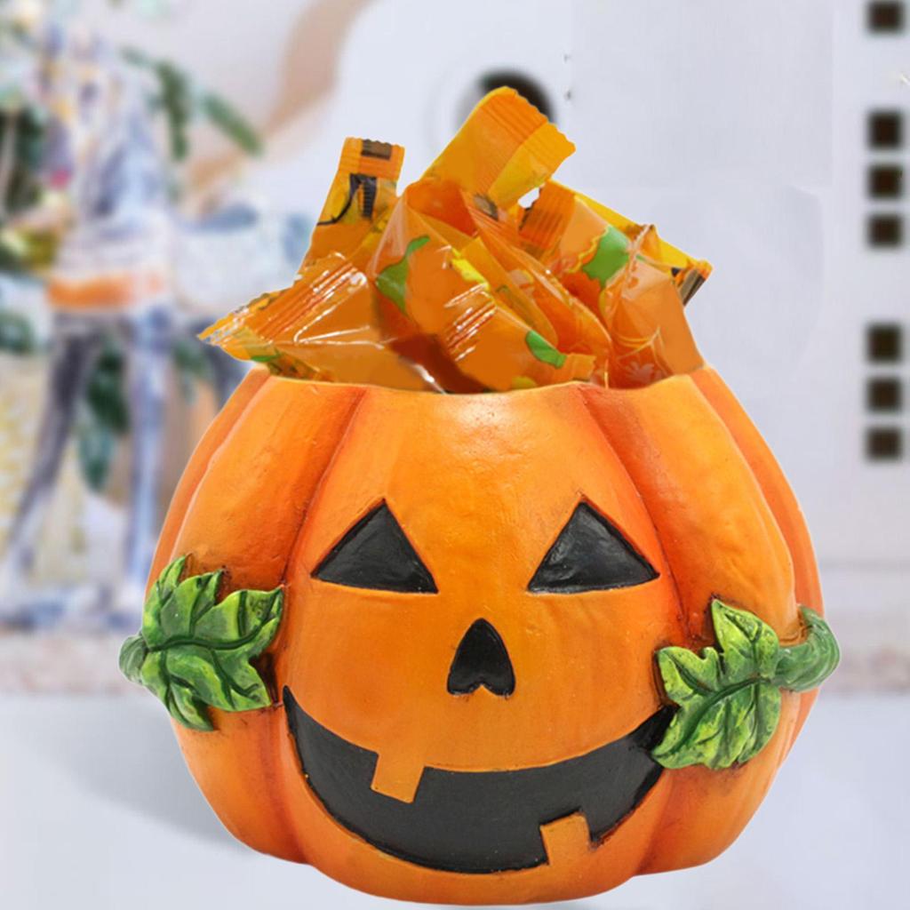 Halloween Pumpkin Planter Flower Pot Container Tabletop Ornament Bonsai Resin Plant