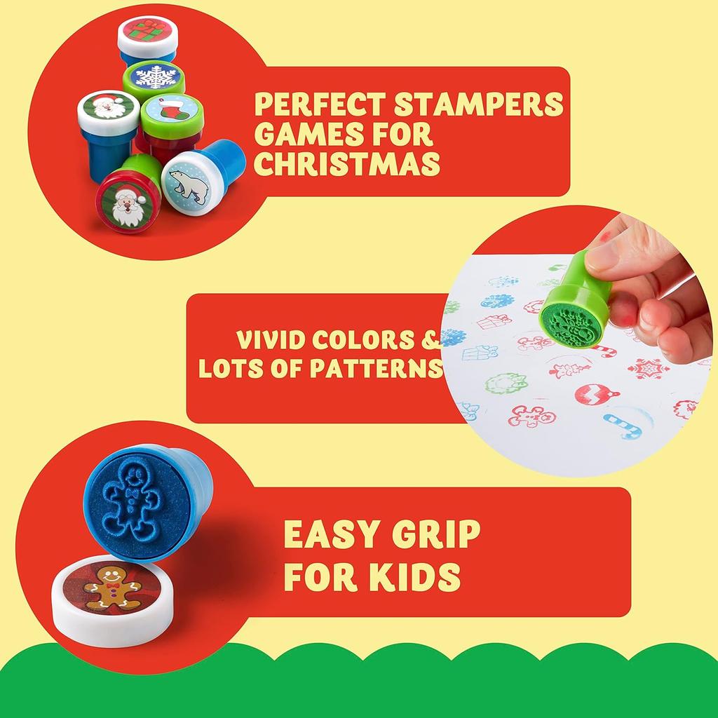 JOYFY 48 штук Рождественские ассорти штампы Детский самонаборный штамп для рождественской вечеринки, подарки в чулок, поделки, школьные призы