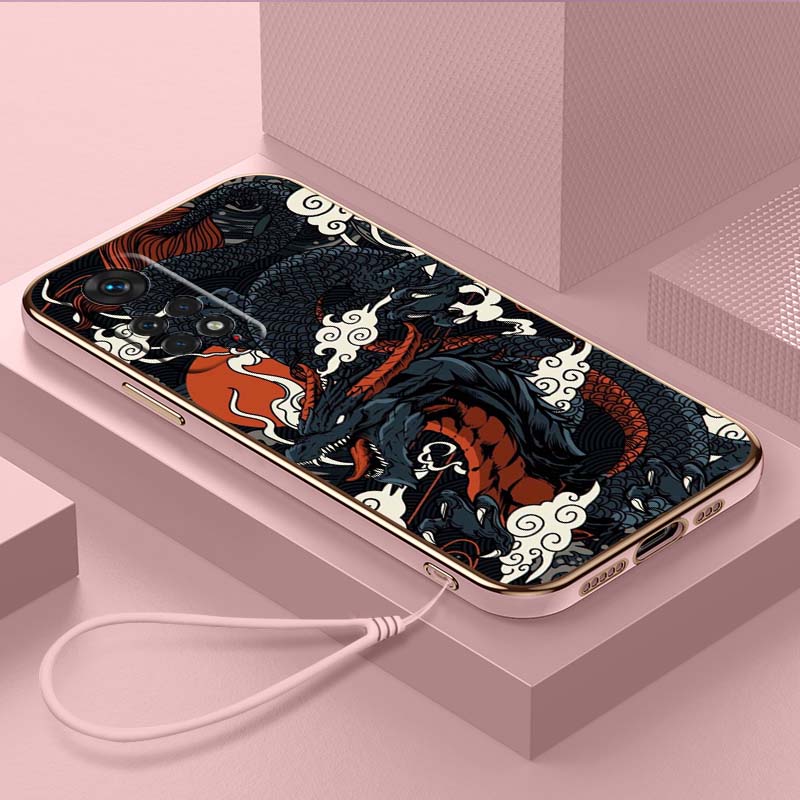 Роскошный чехол для телефона из ТПУ с ремешком для Xiaomi Poco F1 F3 F4 F5 M3 M4 M5 X3 X4 X5 PRO 11 Lite 11T 12T 13T чехлы A33 Чехол с дизайном дракона