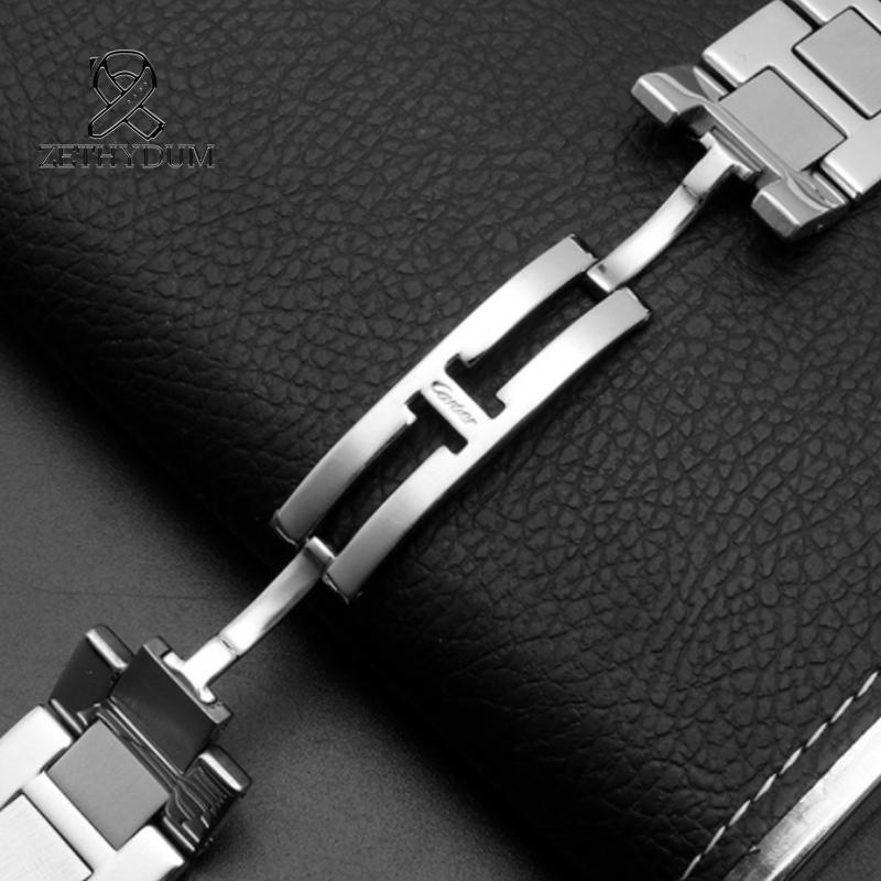 Ремешок для часов Для серии Cartier TANk SOLO Оригинальная версия Цельная цепочка для часов из тонкой стали Аксессуары Плоский интерфейс 16 17.5 20 22 мм