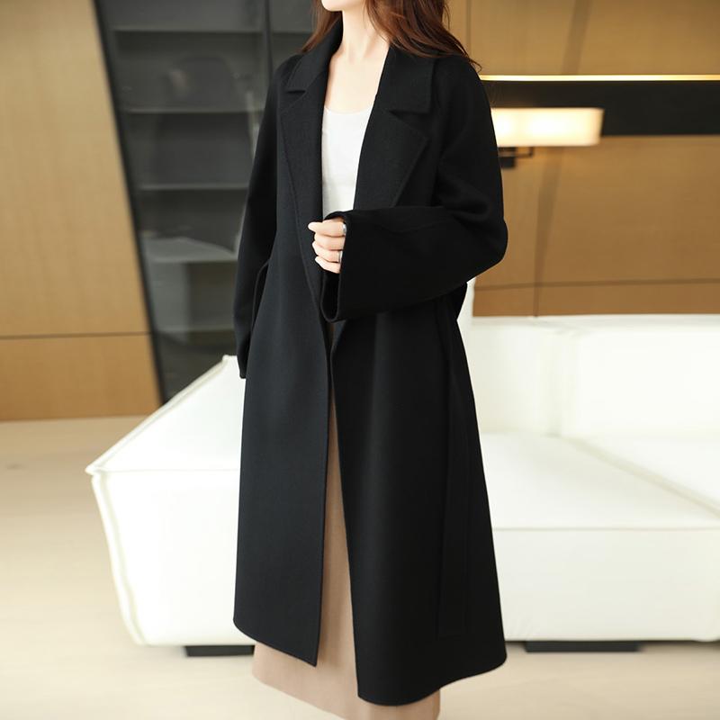 Женское пальто из 100% шерсти TIDENOVEL Осеннее шерстяное длинное пальто Ручной работы Пальто-бушлат Зимняя теплая шерстяная длинная куртка Пальто