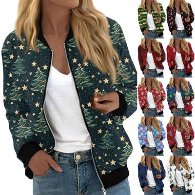 Куртки женские с длинным рукавом, легкие, на молнии, с принтом, верхняя одежда, повседневные, стеганые куртки с карманами