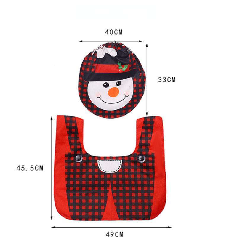 2 шт. чехол для сиденья унитаза с рисунком Санта-Клауса, красный коврик для ванной, контурный коврик, набор рождественских украшений для дома