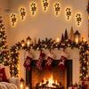 Winter Holiday Interior Accents 7PCS Wooden Christmas Wall Lights, Warm LED Backlight Glowing Silhouette Festive Fireplace Hanging Pendants,