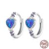 Серьги-кольца из стерлингового серебра S925 с фиолетовым опалом и опалом в форме сердца
