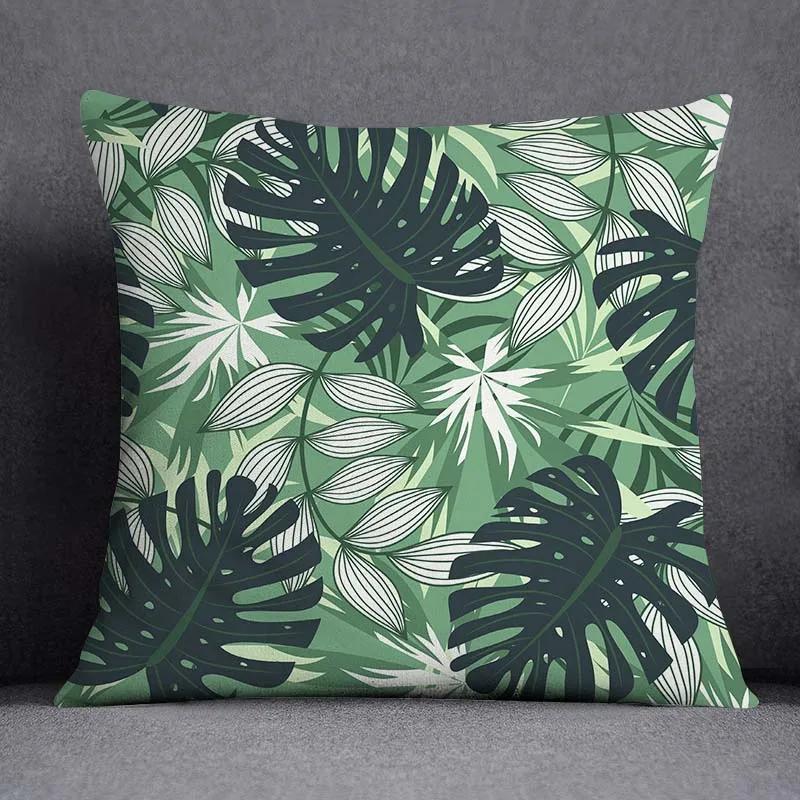 Dark Green Flower and Animal Pattern Home Decoration Pillowcase Square Pillowcase Home Office Decoration Cushion Cover