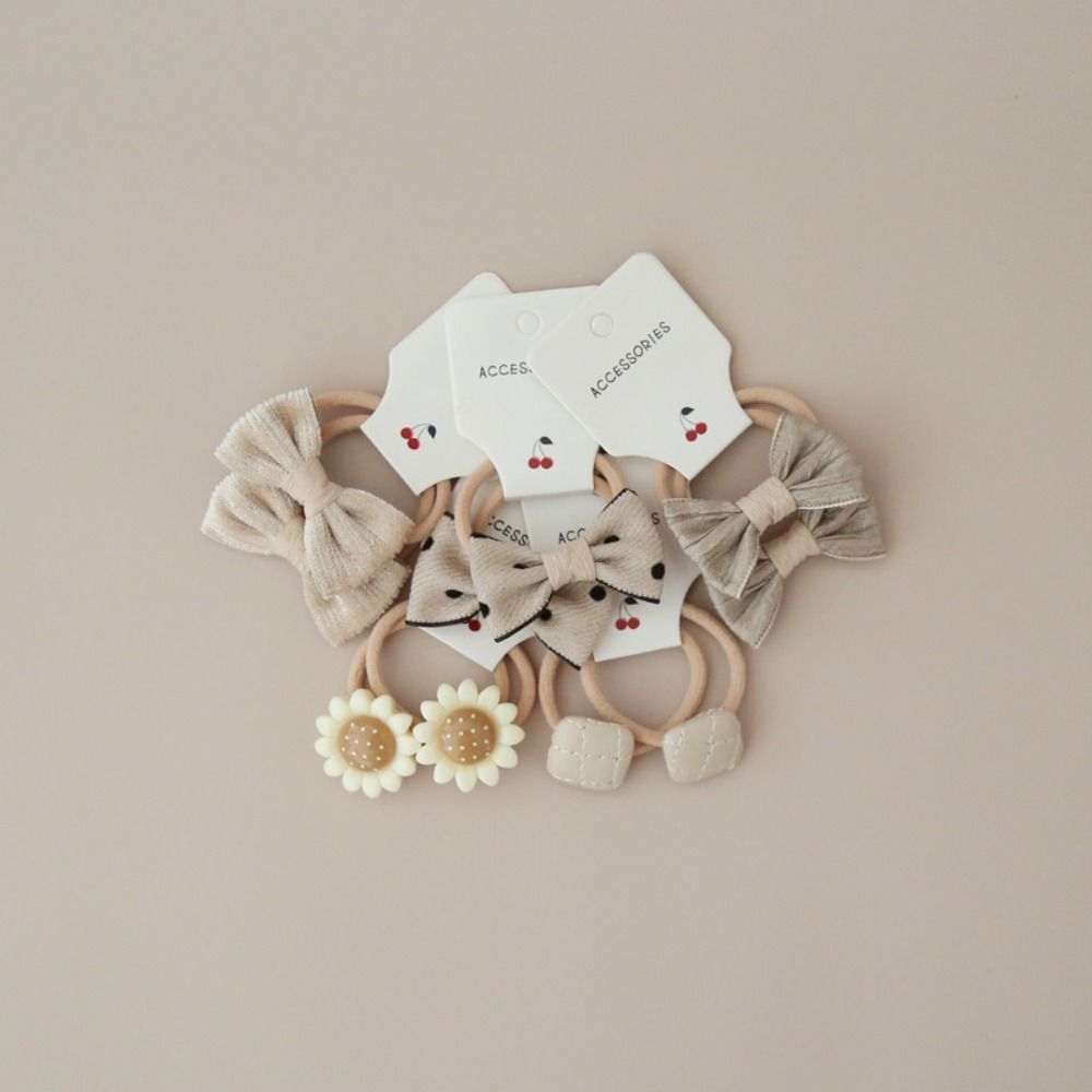 10Pcs Cute Elastic Rubber Band Kids Girls Bows Flower Headdress Scrunchies Hair Ties Bowknot