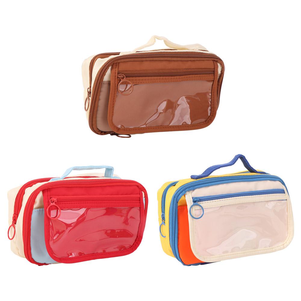 Zipper Pencil Bag Multi Layers Stationery Storage Bag Kawaii Makeup Bag Office Supplies
