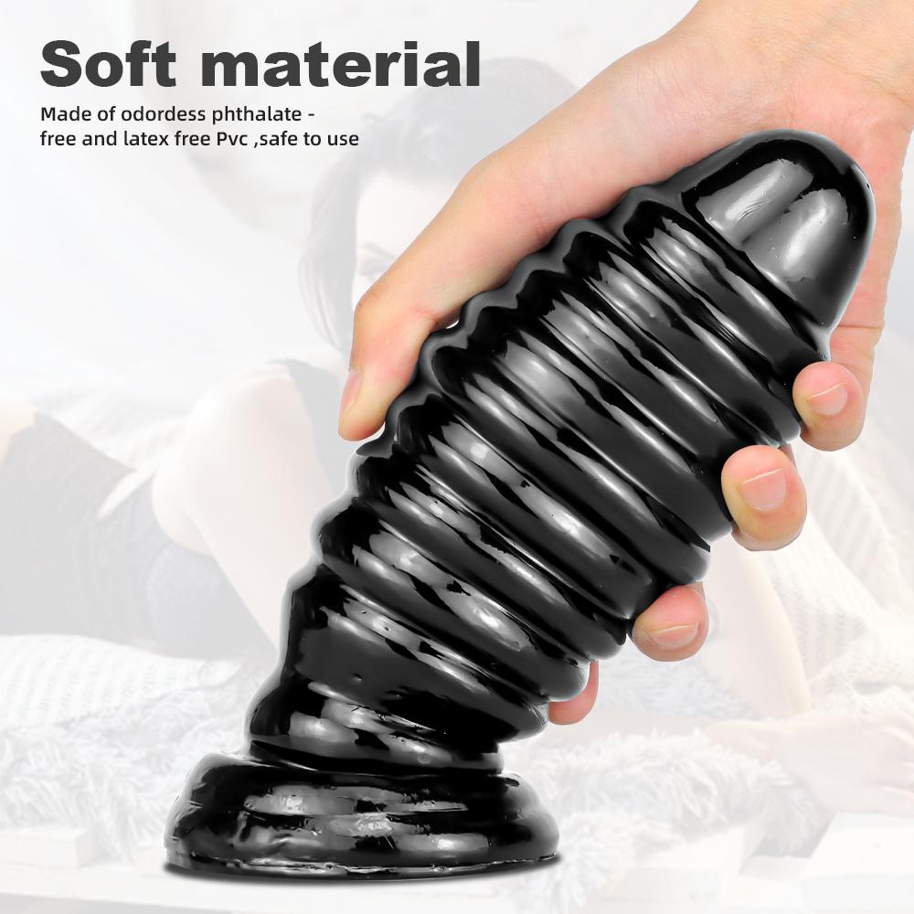 Black Big Butt Plug 6 Sizes Smooth Soft Huge Anal Plug Adult Erotic Toys Gay Sex Toys For Woman Men