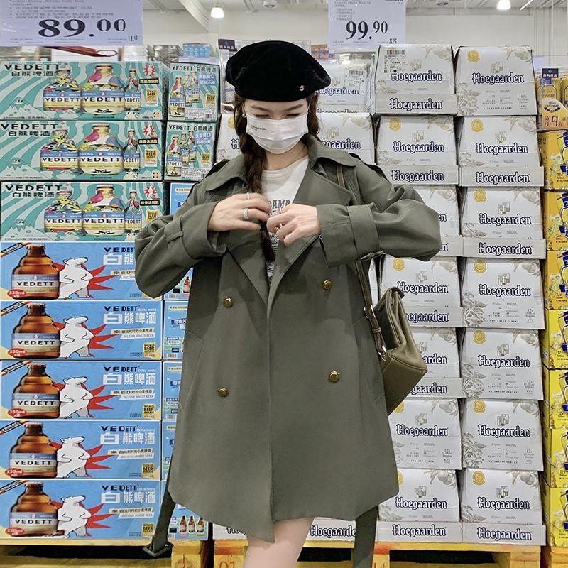 Пальто-тренч А-силуэта для женщин средней длины, весна и осень, новый популярный британский милый универсальный топ, уменьшающий возраст, корейская версия