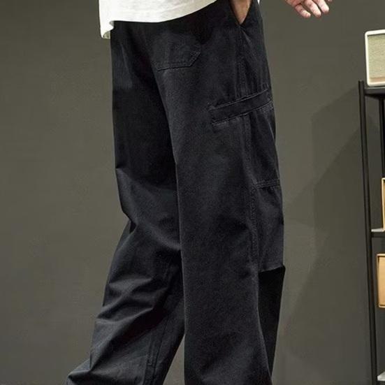 Осенне-весенние брюки-карго, широкие свободные прямые однотонные уличные брюки в стиле хип-хоп с несколькими карманами на шнурке