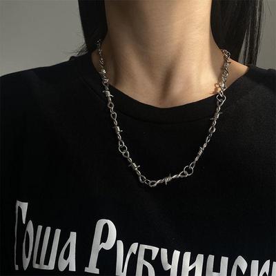 Ожерелье унисекс в стиле панк-шип: Модная хип-хоп-цепочка на ключицу для толстовок и футболок