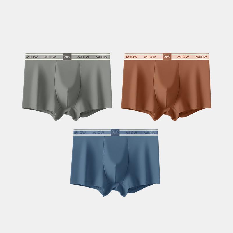 MiiOW 3Pcs Men's Underwear Graphene Antibacterial Underwear Soft and Comfortable Cotton Underwear Flat Corner Underwear L-5XL