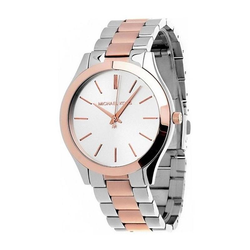 MICHAEL KORS Slim Runway Women's Quartz Watch White Dial Stainless steel Strap 34mm MK3204B