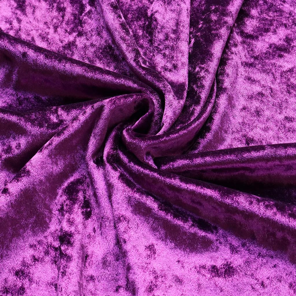 Cosmo Textile Crushed Velour Solid 112cm Wide X 5m GD3300 Fabric, Color, 100% Polyester, Approx. Cut, Col. 276, Purple,