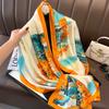 New Spring and Autumn Retro Floral Cranes Temperament Simulation Silk Large Long Scarf Sunscreen Outwear Shawl Female Silk Scarf