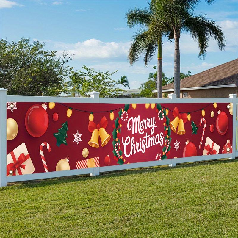 Festive Merry Christmas Christmas Outdoor Yard Banner 17x78in, Garden Fence Porch Party Decor