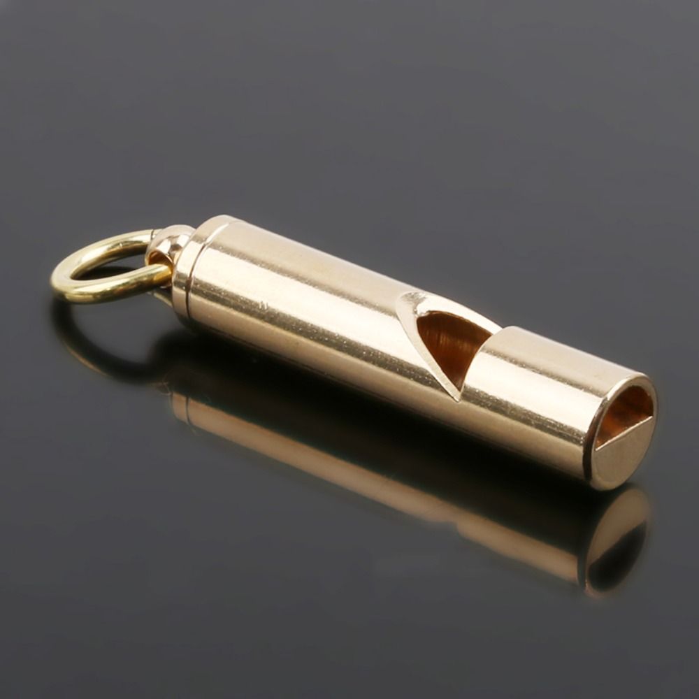 Handmade Pure Brass Pendant Waterproof Referee Whisle Brass Whistle Keychain Survival EDC Whistle