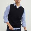 Men's V-Neck Knitted Sweater Vest Plain Sleeveless Pullover Knitwear Loose Fit All Match Tops