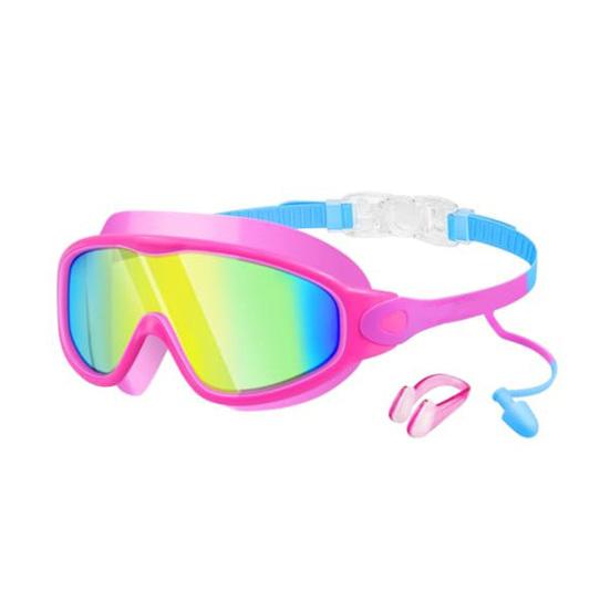Kids Swim Goggles with Nose Clip And Earplug Anti-Fog UV Protection Pool Glasses Anti Shattered Lens for Boys Girls