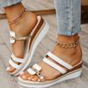 Large-sized Wedge Heel Sandals Summer Fashion Shoes Thick-soled Jute Soled One-line Sandals