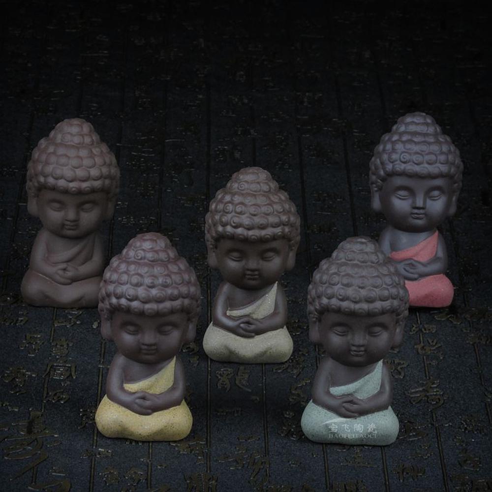 Purple Sand Pottery Tea Pet Zen Monk Home Decoration Furnishing Creative Gift Buddha Statue Decor